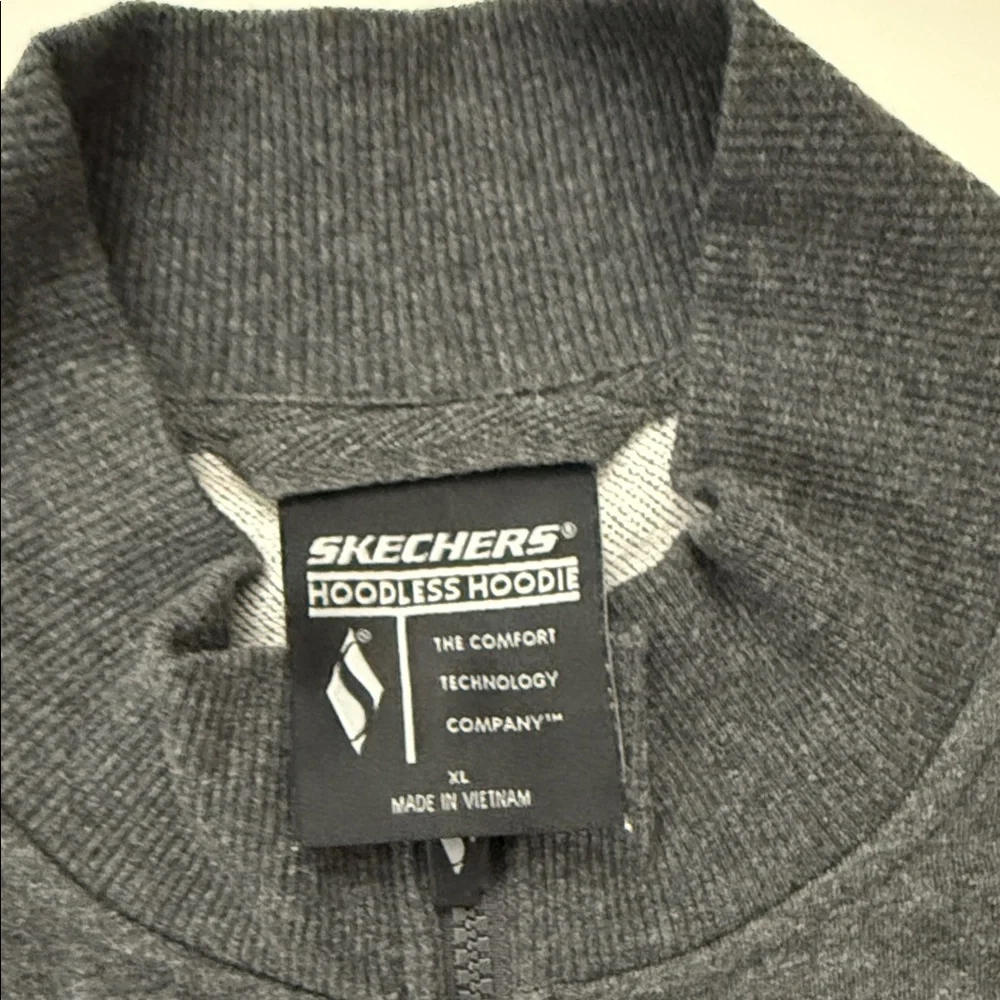 Skechers Jacket Mens XL Hoodless Hoodie Full Zip Knit Sweat Mock Neck Gray